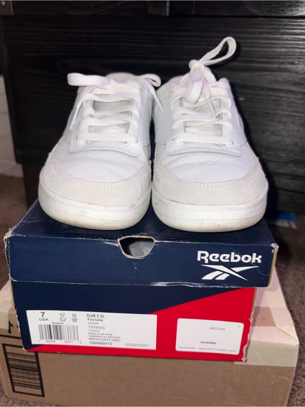 Reebok Kids White and Light Gray Lace-Up Sneakers